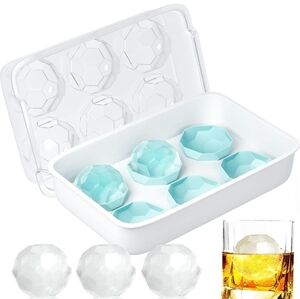 Silicone Large Ice Trays, Cocktail Sphere Ice Cube Maker, 2 Trays 6 Per Tray
